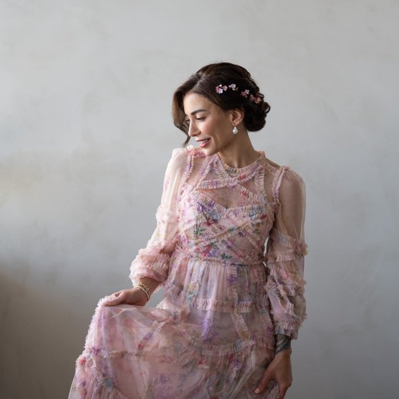 Needle & Thread Gown. Floral Ruffle size US 0 - Picture 2 of 3